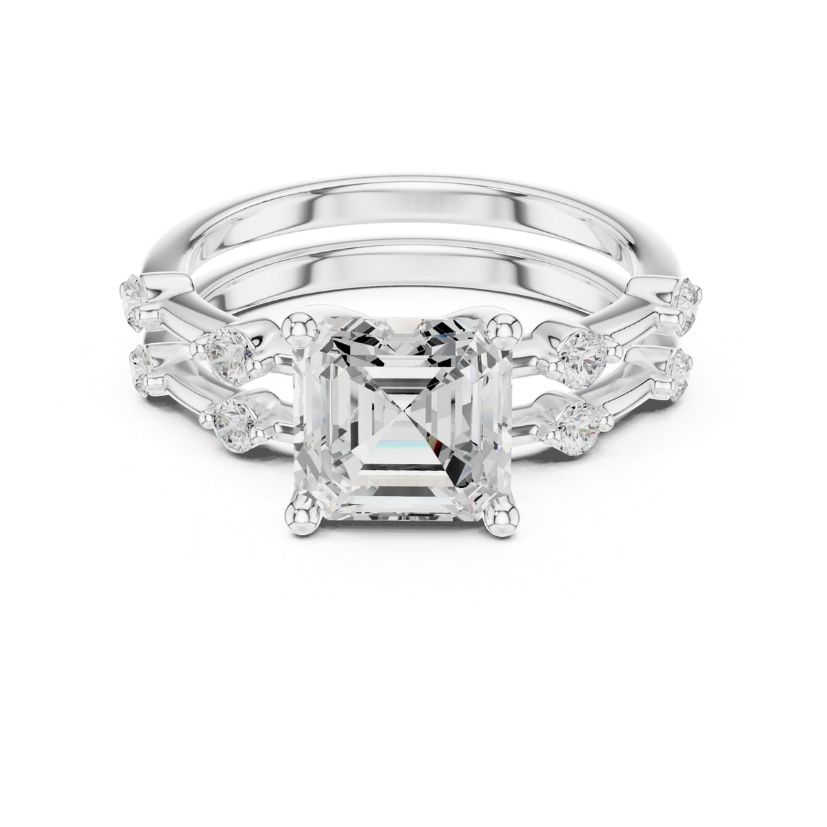 Diamond Bridal Set with Side Stones – 2.86 Carat