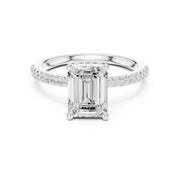 Diamond Engagement Ring with Hidden Halo & Pave Band