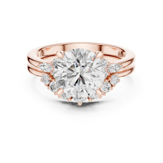 Diamond Bridal Set Ring with Marquise & Round Accent Diamonds