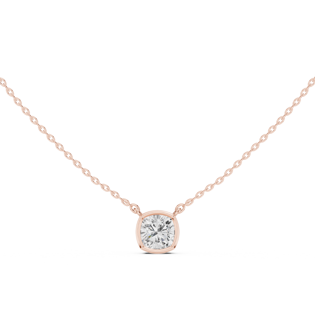 Diamond Solitaire Bezel Pendant Necklace