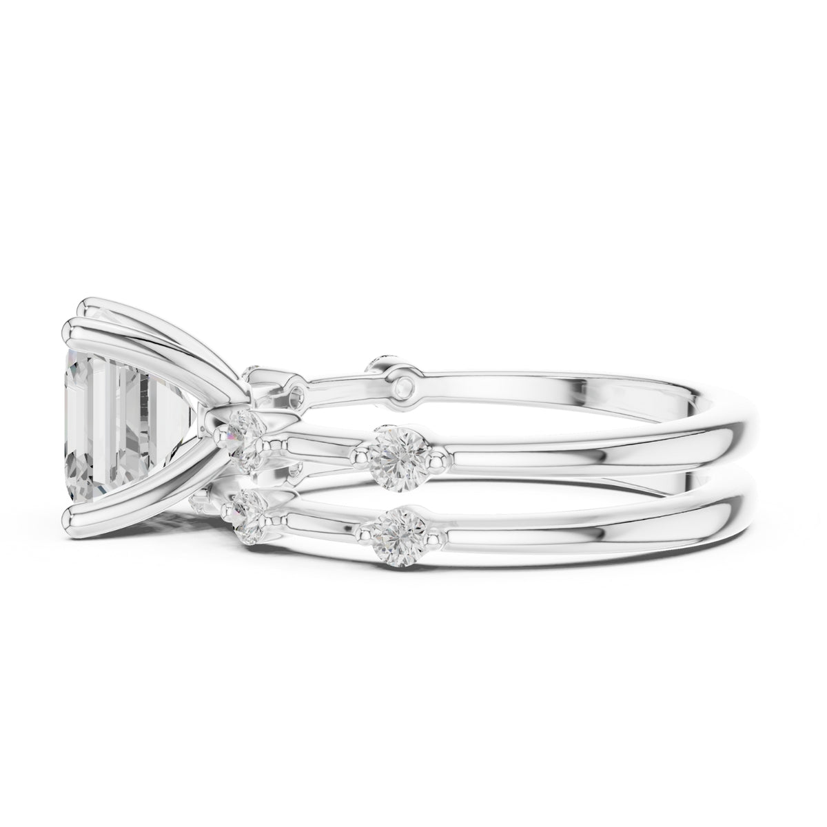 Diamond Bridal Set with Side Stones – 2.86 Carat