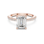 Diamond Engagement Ring with Hidden Halo & Pave Band