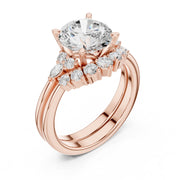 Diamond Bridal Set Ring with Marquise & Round Accent Diamonds