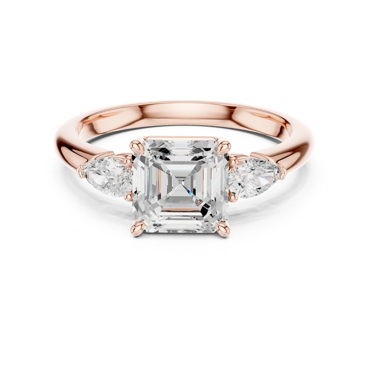 Three-Stone Engagement Ring with Pear Side Diamonds