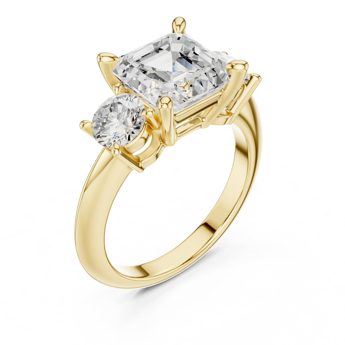 Three-Stone Diamond Engagement Ring | 2.5ct Center with Round Side Stones