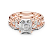 Elegant Diamond Bridal Set with Marquise & Round Accents – Vintage-Inspired Setting