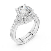 Diamond Bridal Set Ring with Marquise & Round Accent Diamonds