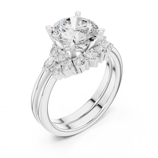 Diamond Bridal Set Ring with Marquise & Round Accent Diamonds