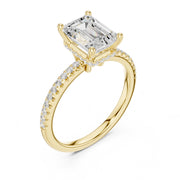 Diamond Engagement Ring with Hidden Halo & Pave Band