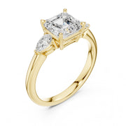 Three-Stone Engagement Ring with Pear Side Diamonds