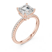 Diamond Engagement Ring with Hidden Halo & Pave Band