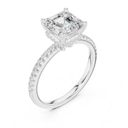 Diamond Engagement Ring with Hidden Halo & Pave Band
