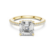 Diamond Engagement Ring with Hidden Halo & Pave Band