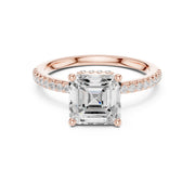Diamond Engagement Ring with Hidden Halo & Pave Band