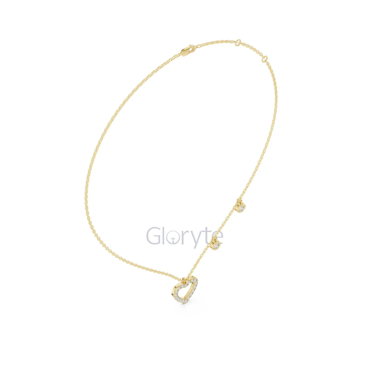 Diamond Heart Pendant Necklace with Dangling Accents