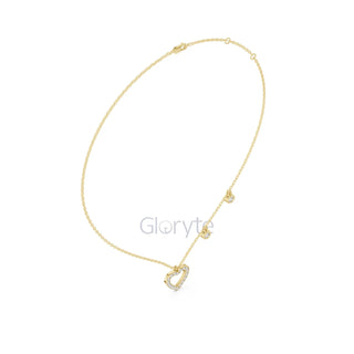 Diamond Heart Pendant Necklace with Dangling Accents