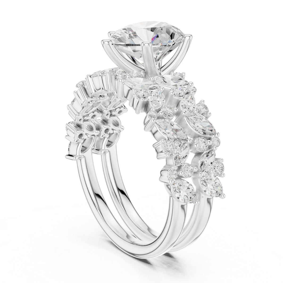 Floral & Round Diamond Cluster Ring – 3.70 CTW