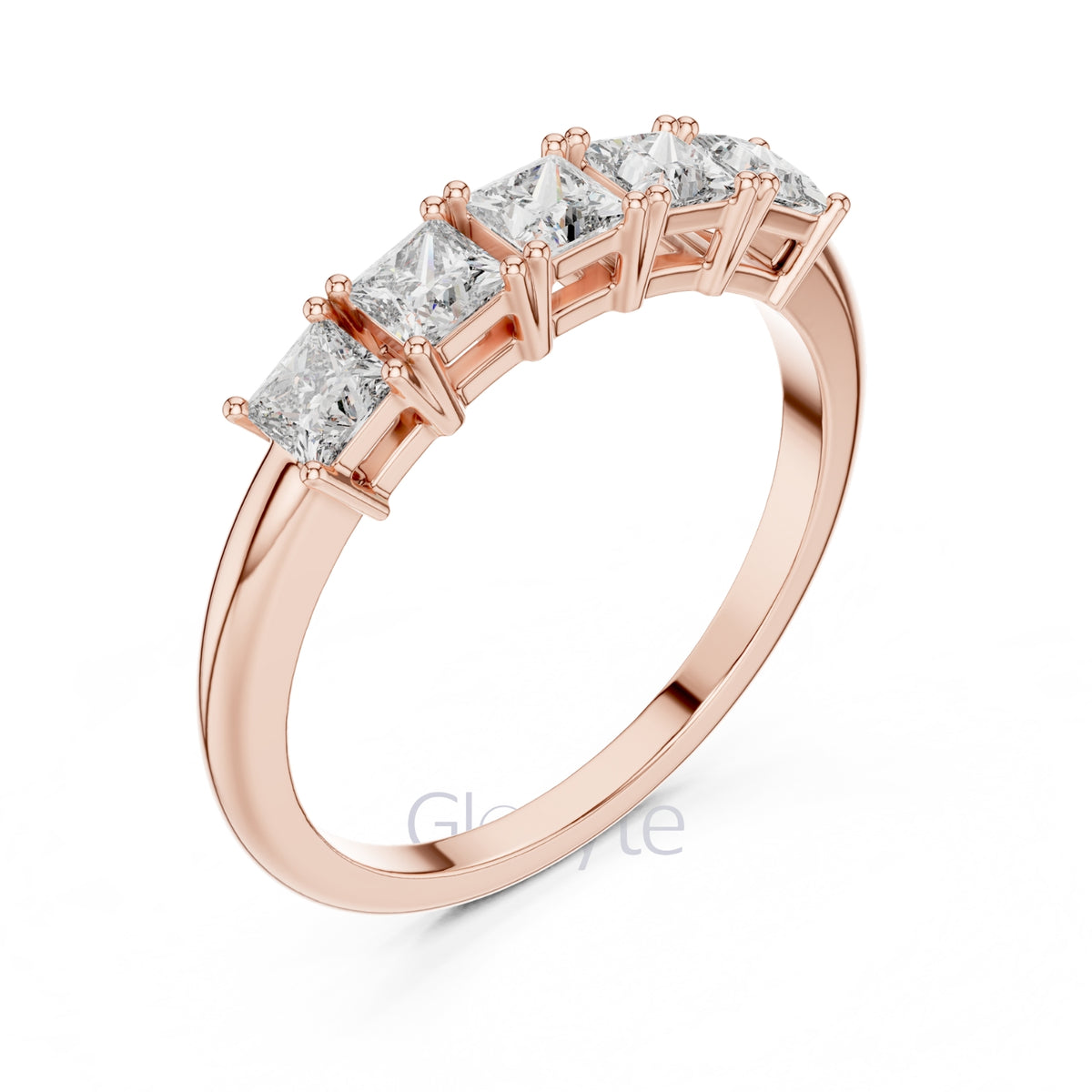 Princess Cut Five Stone Diamond Eternity Band Ring