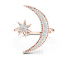 Moon & Star Diamond Ring in 925 Silver, 10K & 14K Gold – Lab-Grown Diamond / Moissanite