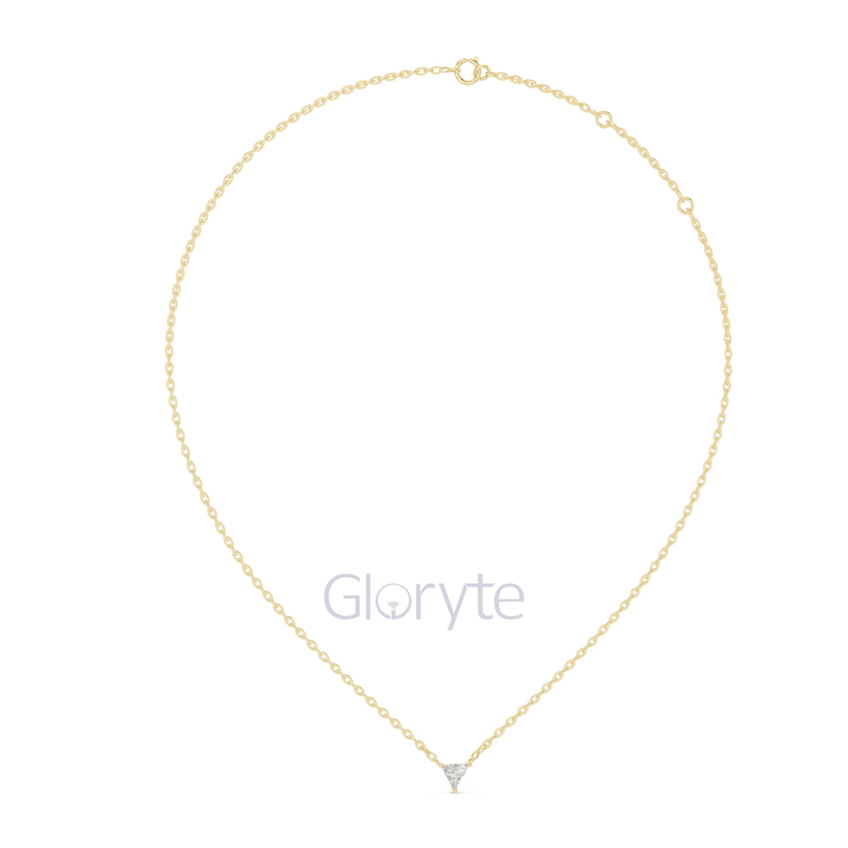 Triangle Solitaire Diamond Pendant Necklace