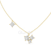 Princess Cluster Diamond Pendant Necklace