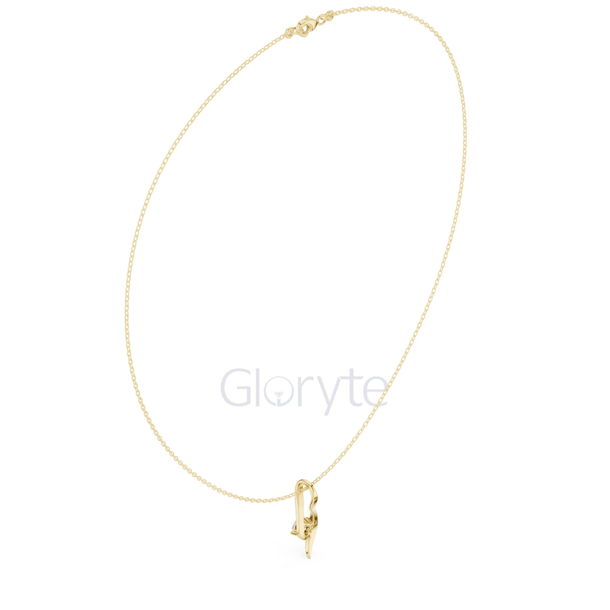 Solitaire Curve Diamond Pendant Necklace