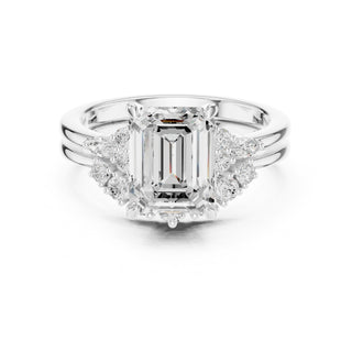 Diamond Bridal Set Ring with Marquise & Round Accent Diamonds
