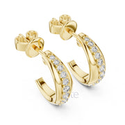 Classic Half Hoop Diamond Earrings with Graduated Round Stones