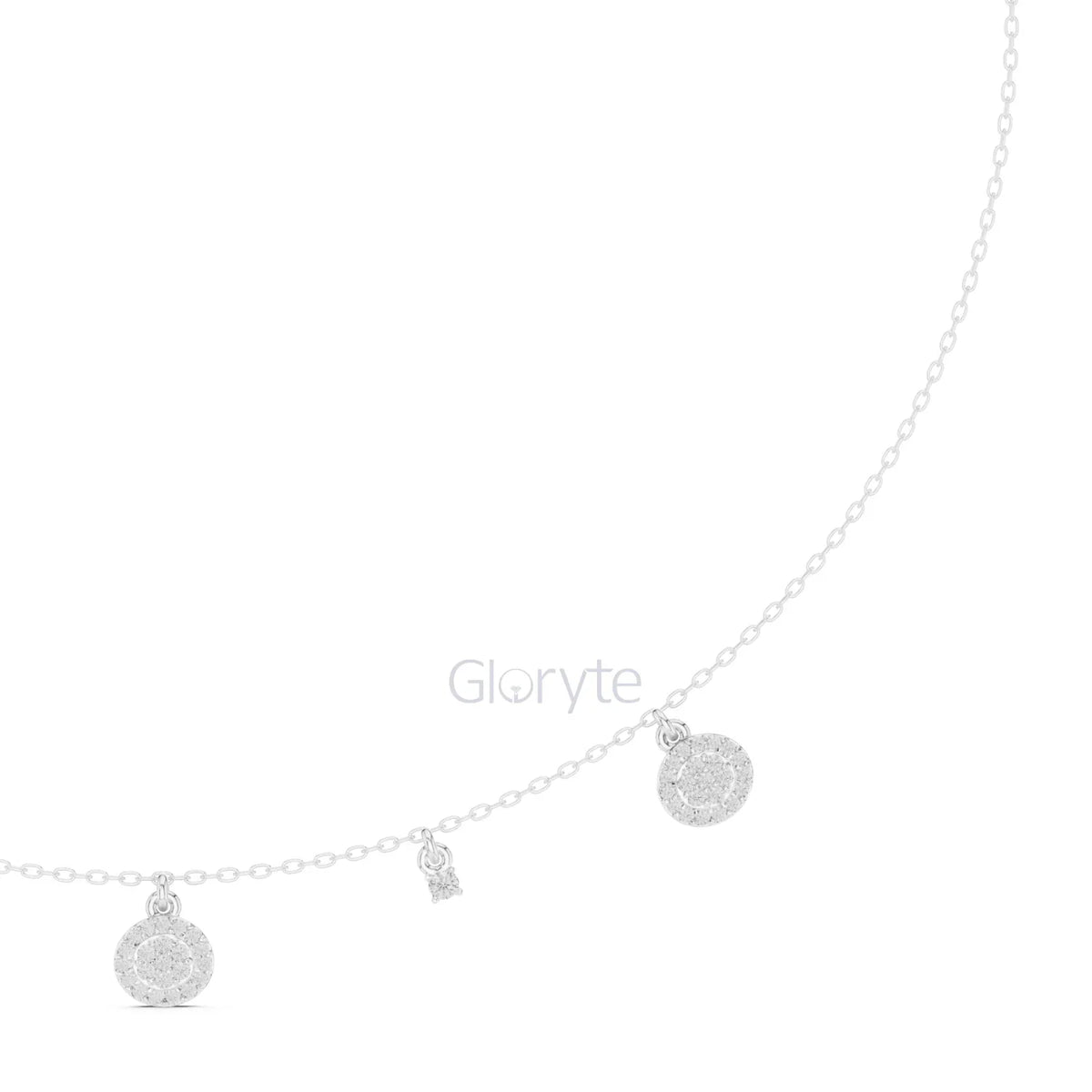 Diamond Charm Necklace – Pave Disc & Solitaire Pendant