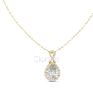 Infinity Halo Pear Pendant Necklace