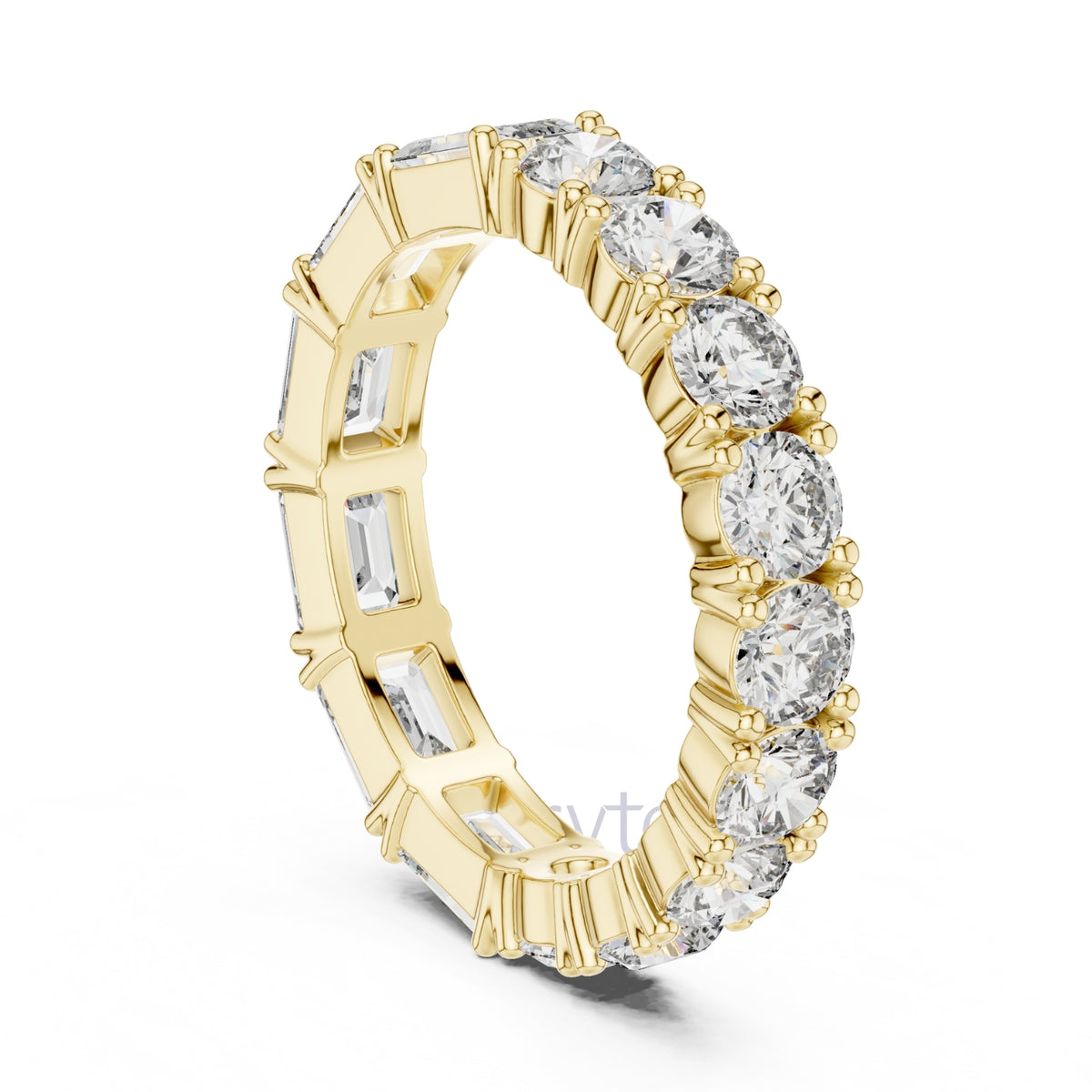 Emerald & Round Diamond Eternity Band