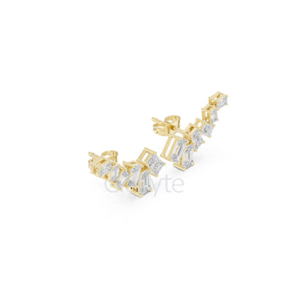 Emerald-Cut Diamond Cluster Earrings