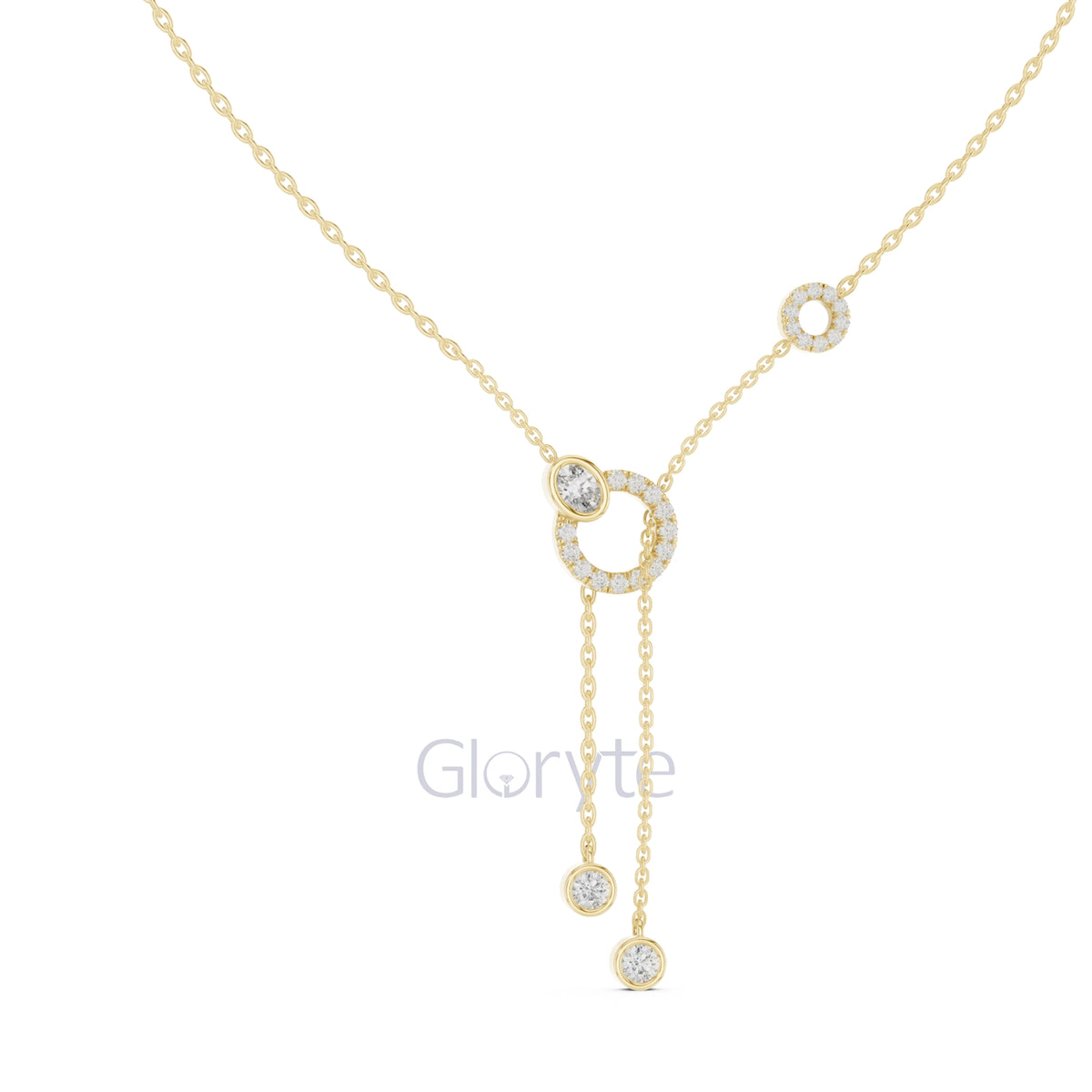 Interlocking Circle Drop Diamond Necklace