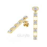 Sleek Diamond Bar Drop Earrings