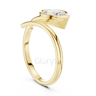 Pear Diamond Bypass Pinky Engagement Ring