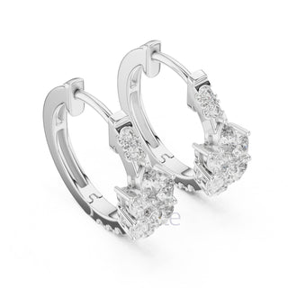 Pear & Round Diamond Hoop Earrings