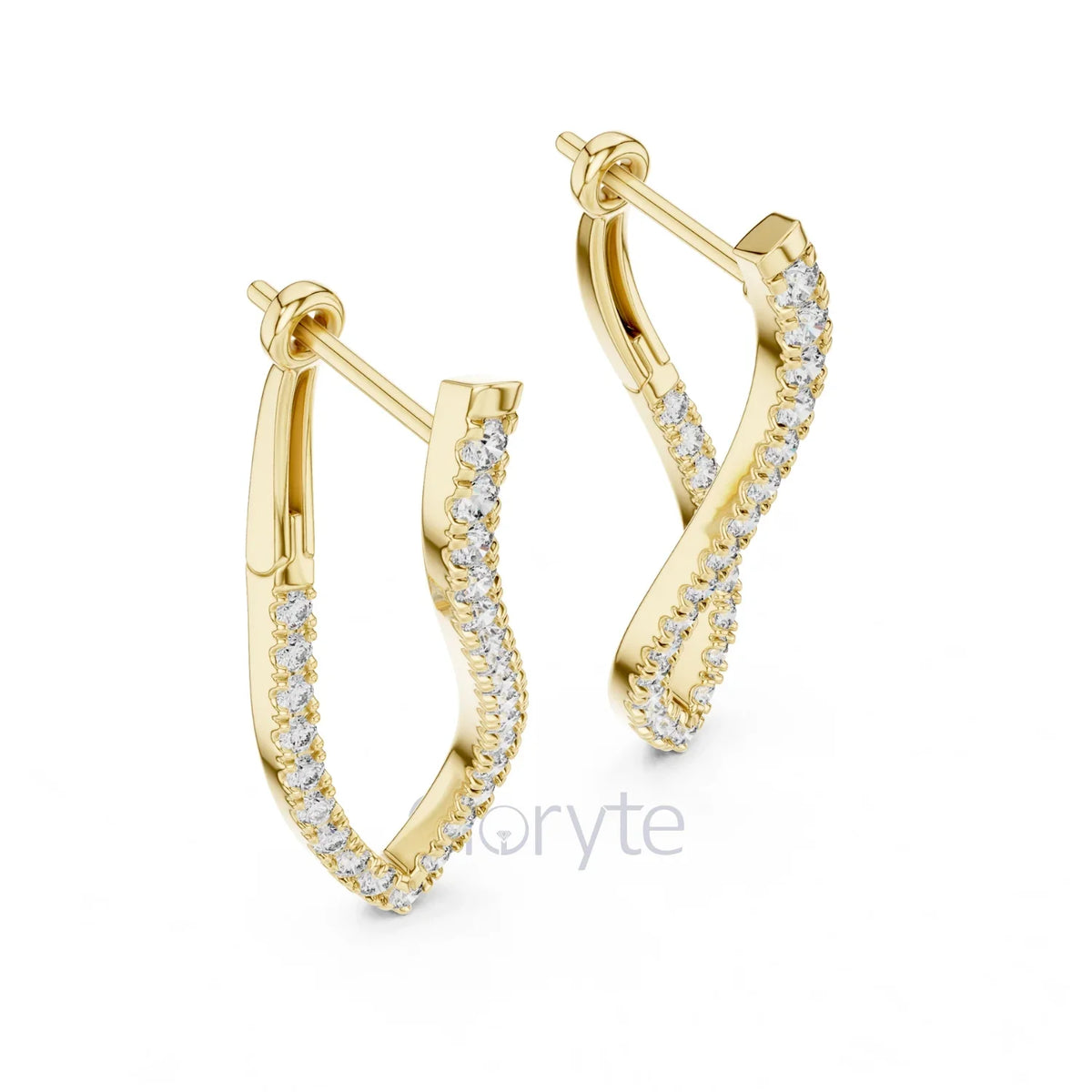 Twist Hoop Diamond Earrings with Modern Wave