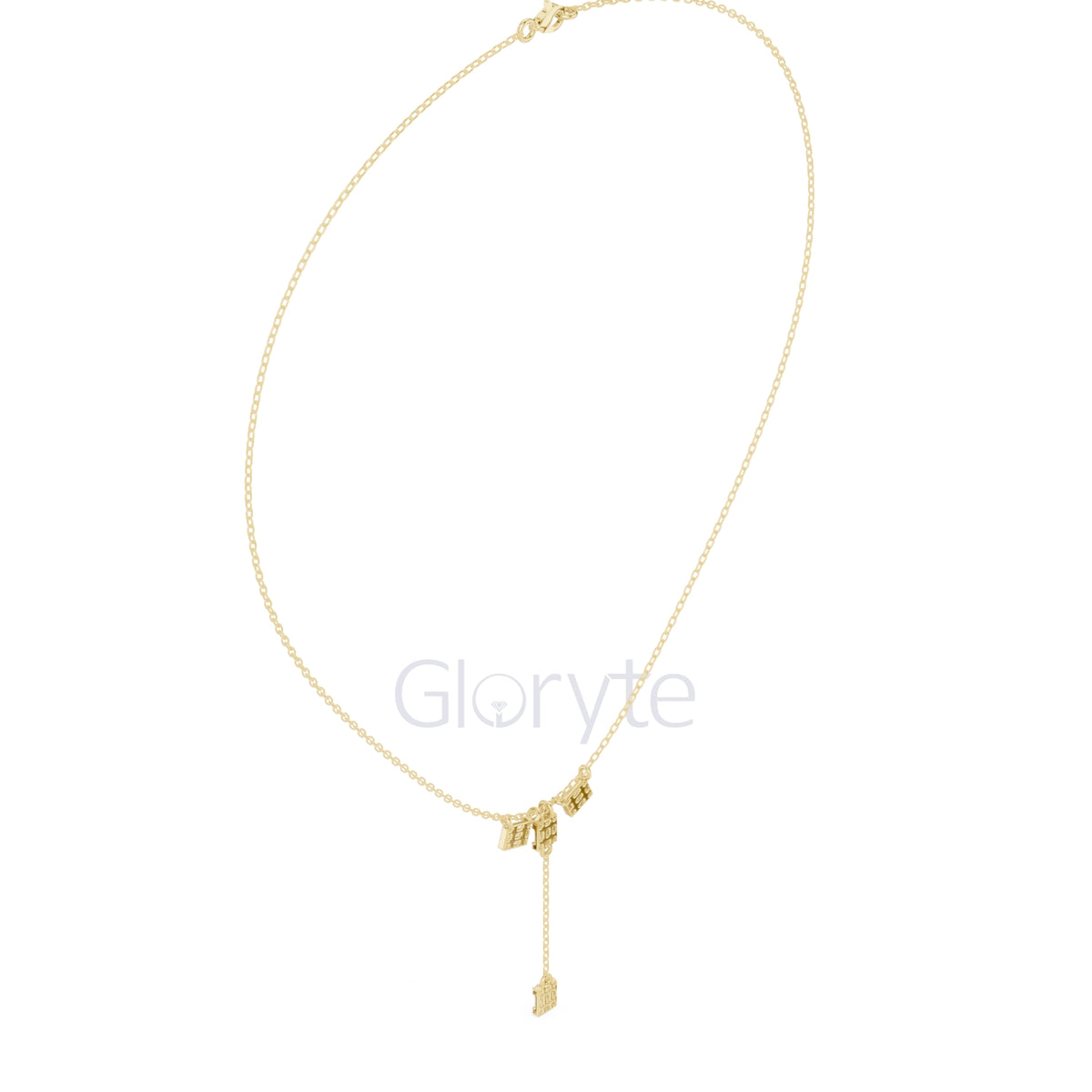 Baguette Cluster Drop Diamond Necklace