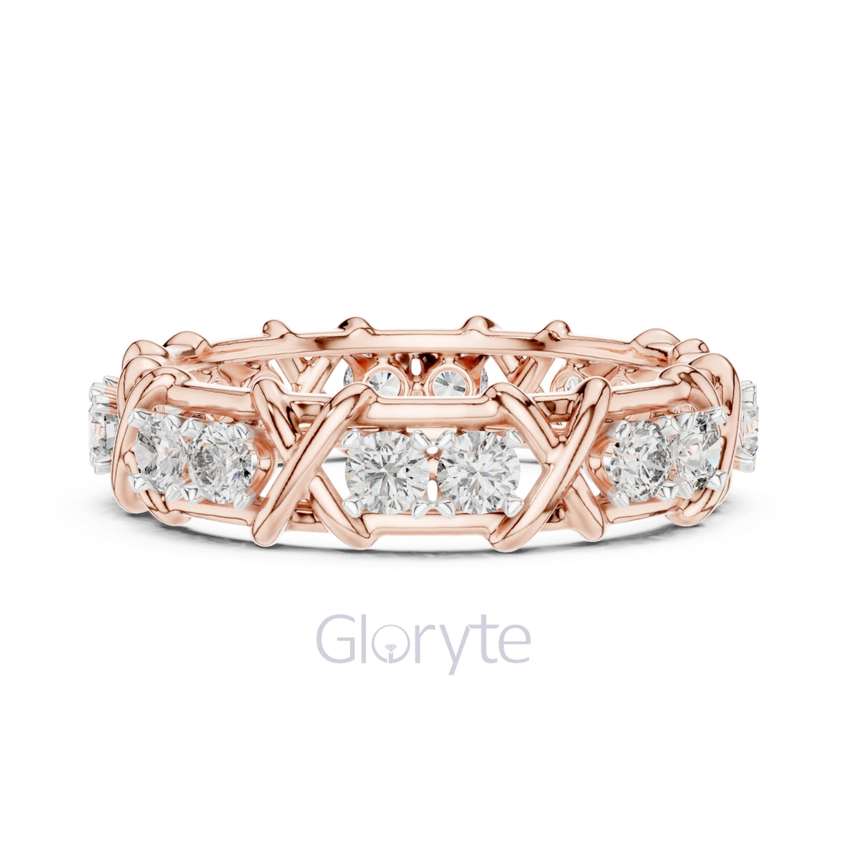 Criss-Cross Diamond Eternity Band – Round Cut