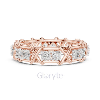 Criss-Cross Diamond Eternity Band – Round Cut