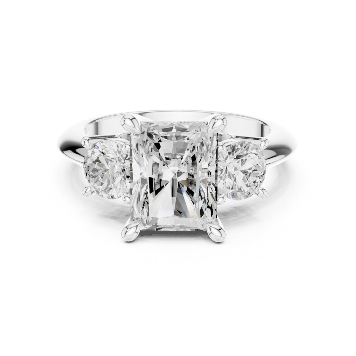 Three-Stone Diamond Engagement Ring | 2.5ct Center with Round Side Stones