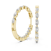 Marquise & Round Diamond Hoop Earrings