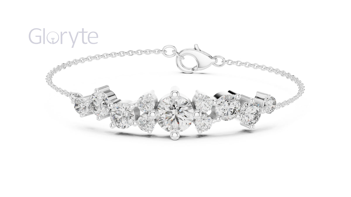 Cluster Round Cut Diamond Bracelet
