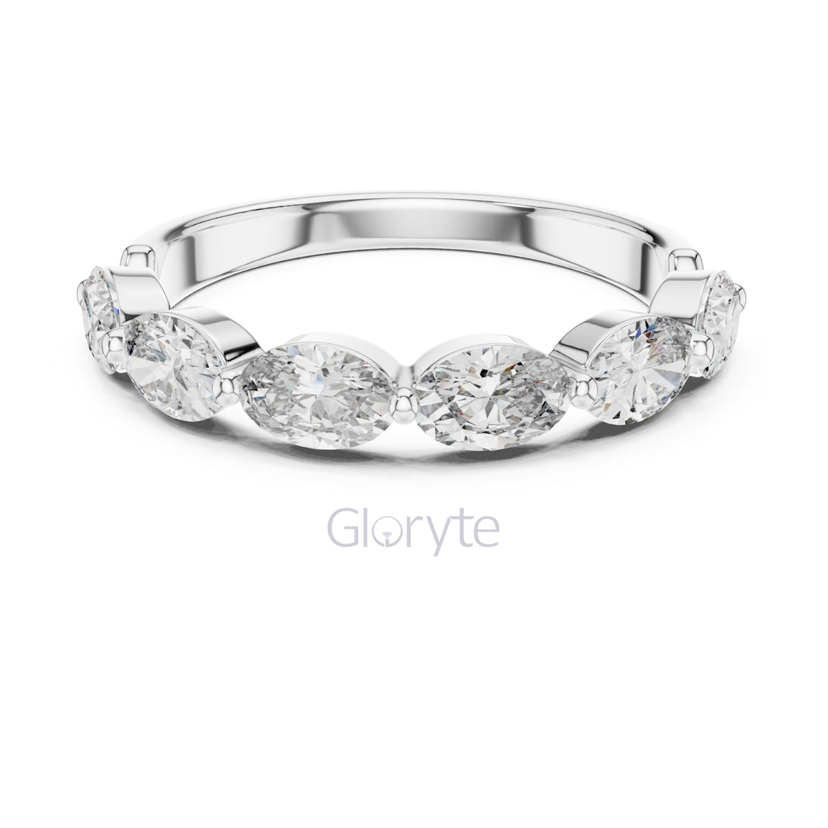 Oval Cut Half Eternity Ring