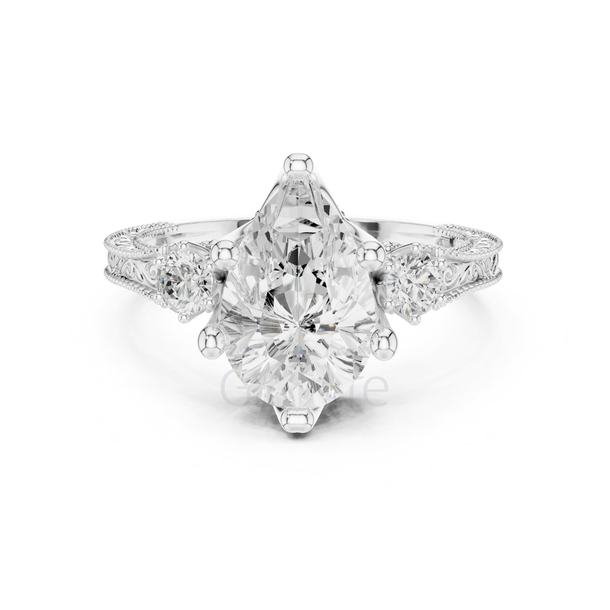 Pear Diamond Vintage Bridal Ring