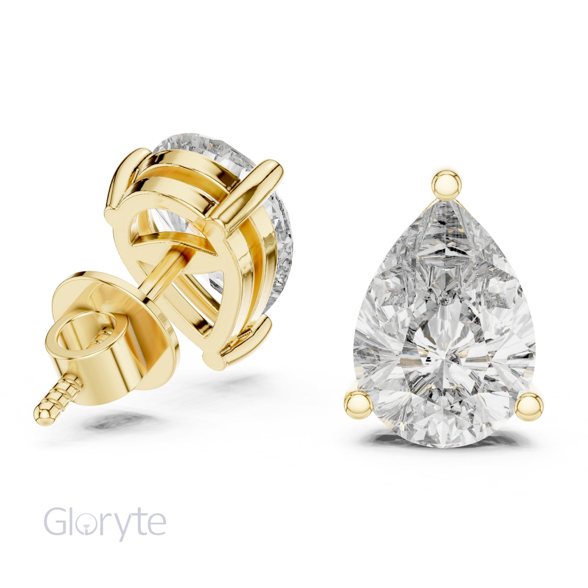 Pear Cut Diamond Solitaire Earrings