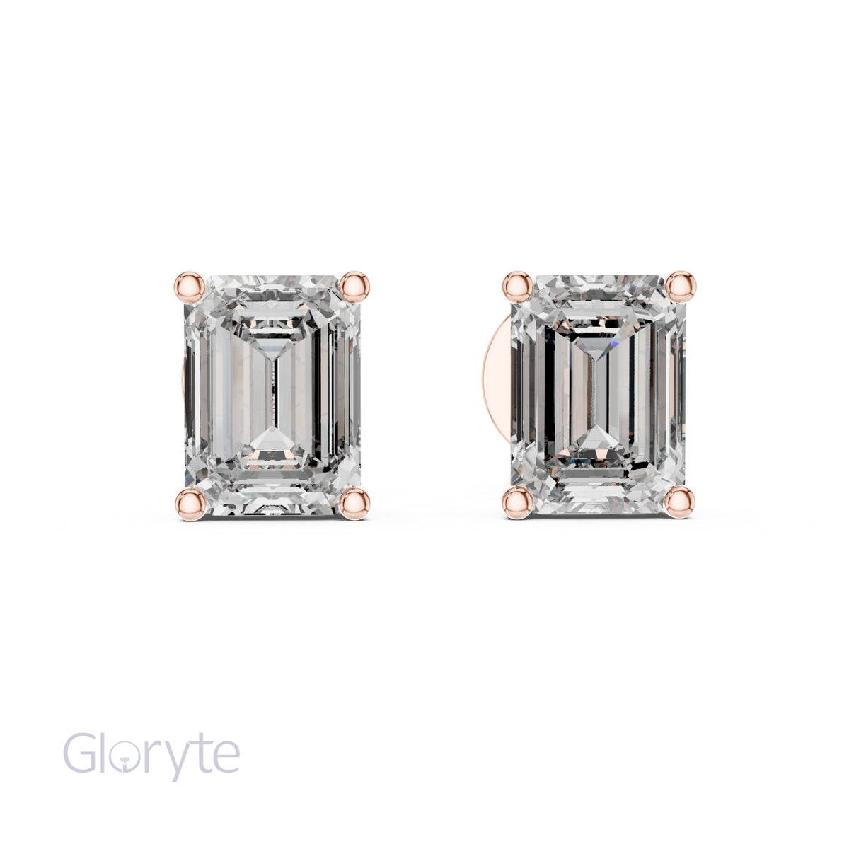 Emerald Cut Diamond Stud Earrings