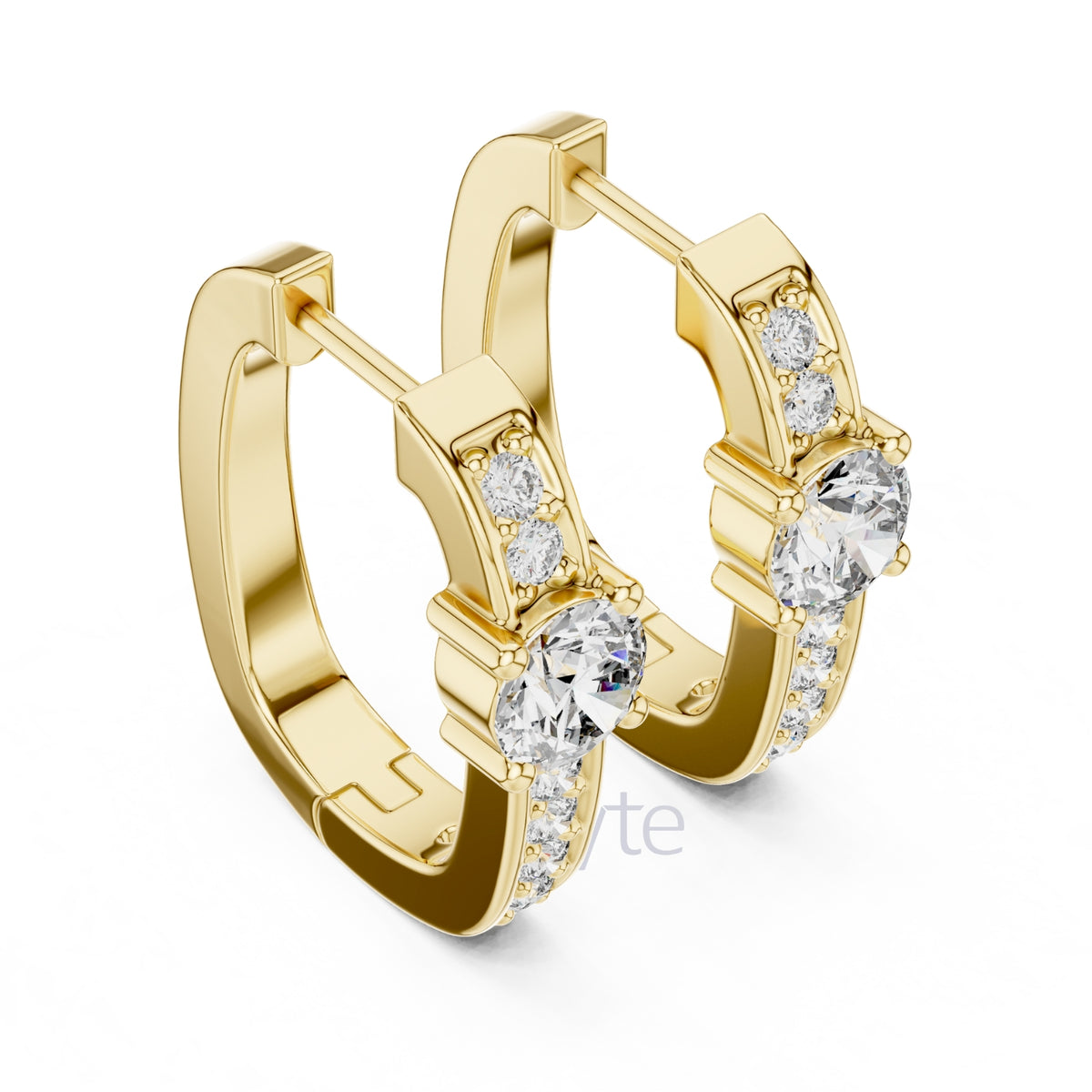 Classic Round Solitaire Diamond Hoop Earrings