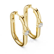 Minimalist Solitaire Hoop Earrings