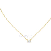 Emerald Cut Solitaire Diamond Pendant Necklace